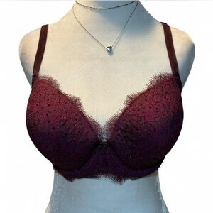 Dream Angel Victoria Secret Elegant Lace Burgundy Bra Size 42DDD